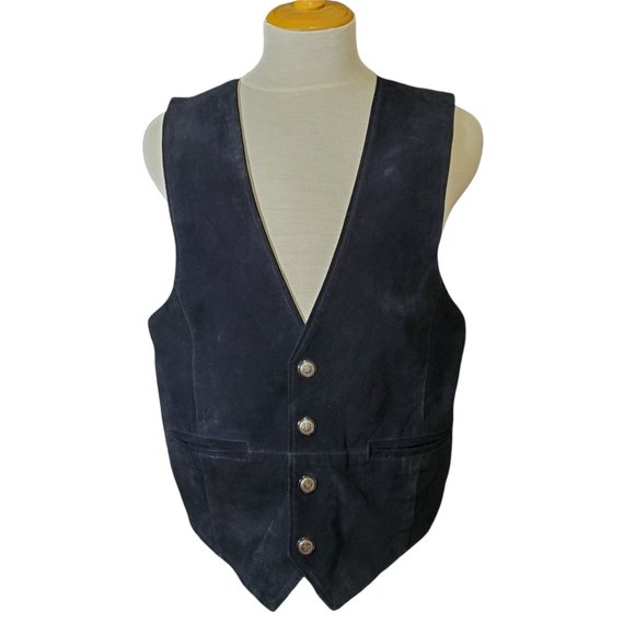 Global Identity G-III Other - Global Identity G-III Vest Black Suede Oklahoma Seal Snaps Western NEW